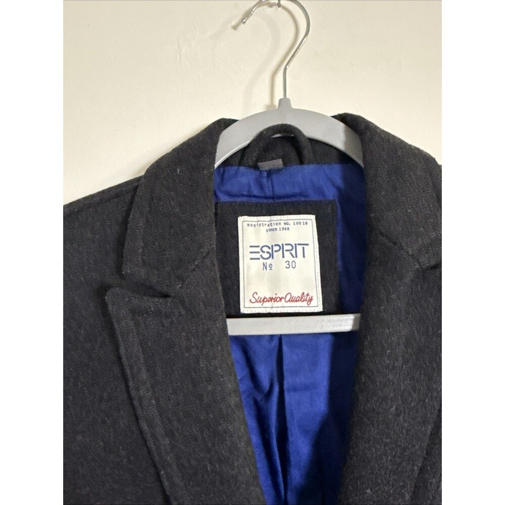 ESPRIT MEN’S Grey 2-Tone Wool Blend Blazer With Elbow Patch Size L - Picture 5 of 16